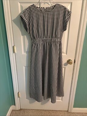 Black and White Gingham Midi Dress